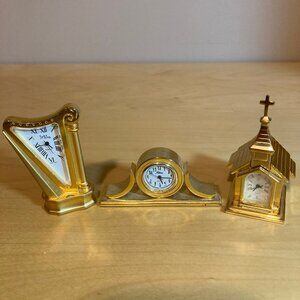 3 Vintage Miniature Desk Clocks